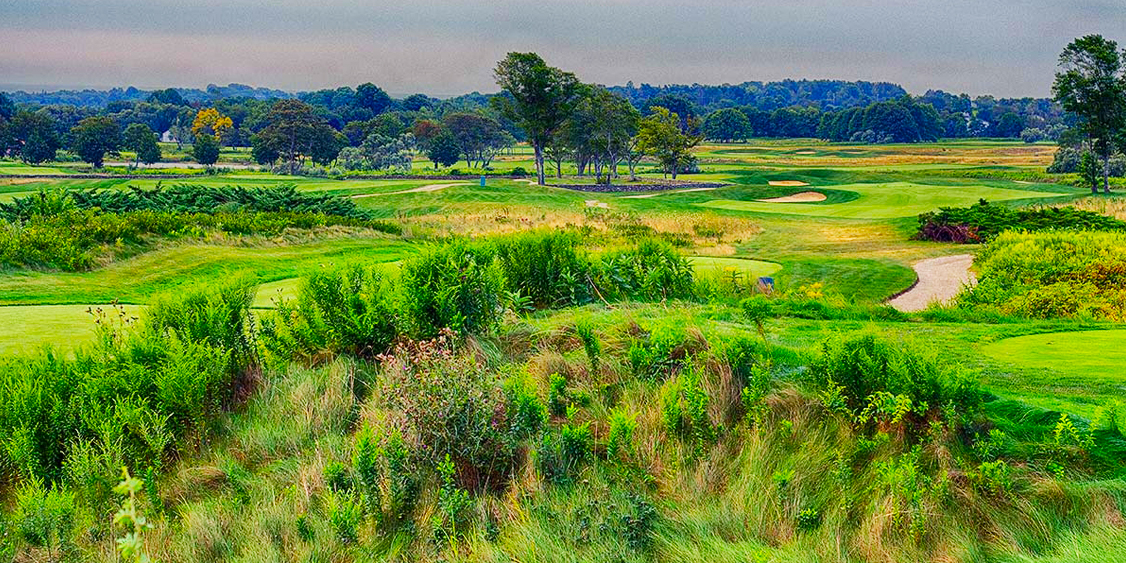 A view of a golf course located at golf vacation spot Newport National Golf Club in Middletown, RI